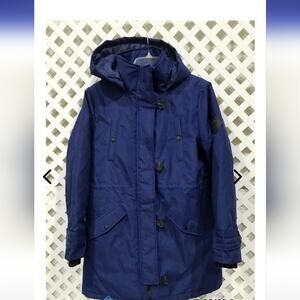 MARK ALAN NWT WOMENS NAVY HOODED WINTER COAT.  SIZE MEDIUM